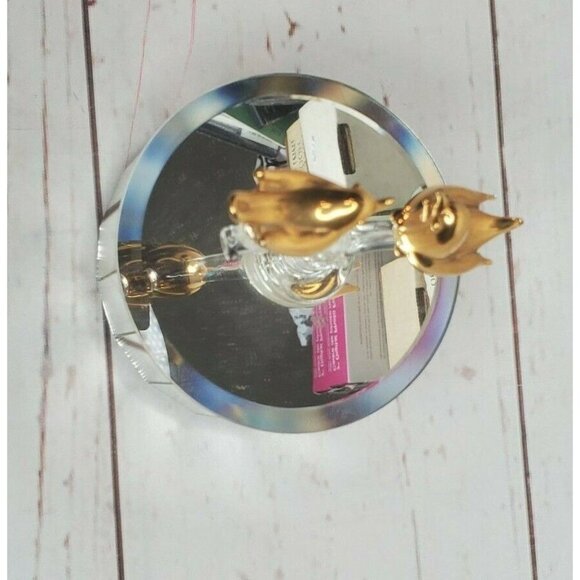 Gold-Tone Bird Figurines on Mirrored Rotating Base | Elegant Decorative Piece - Picture 6 of 12